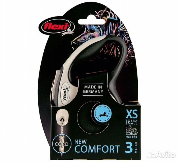 Рулетка Flexi XS (до 8 кг) трос 3 м серый/черный