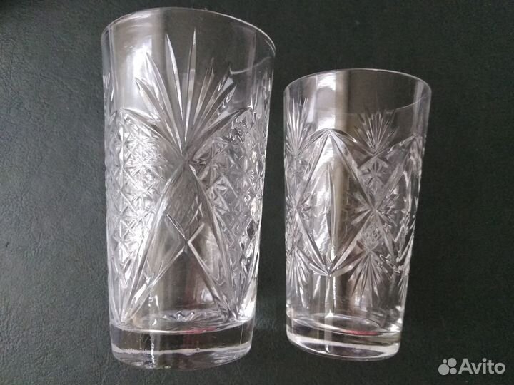 Хрусталь с алмазной нарезкой высокие стопки СССР