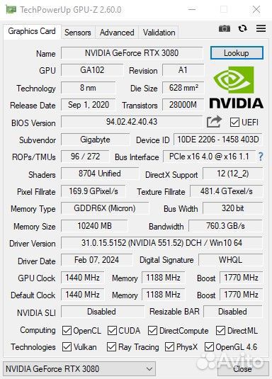 Видеокарта gigabyte aorus GeForce RTX 3080 xtreme