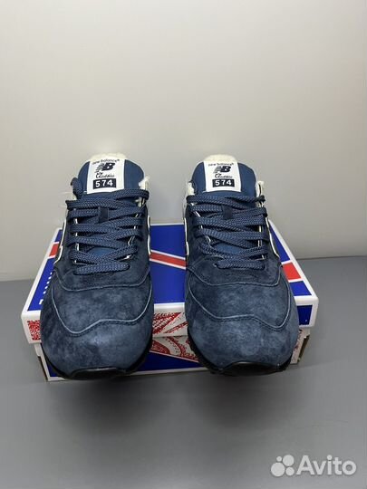 Кроссовки зимние New Balance 574 41-45 овчина син