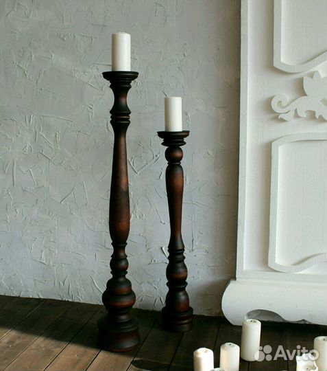 Подсвечник деревянный напольный