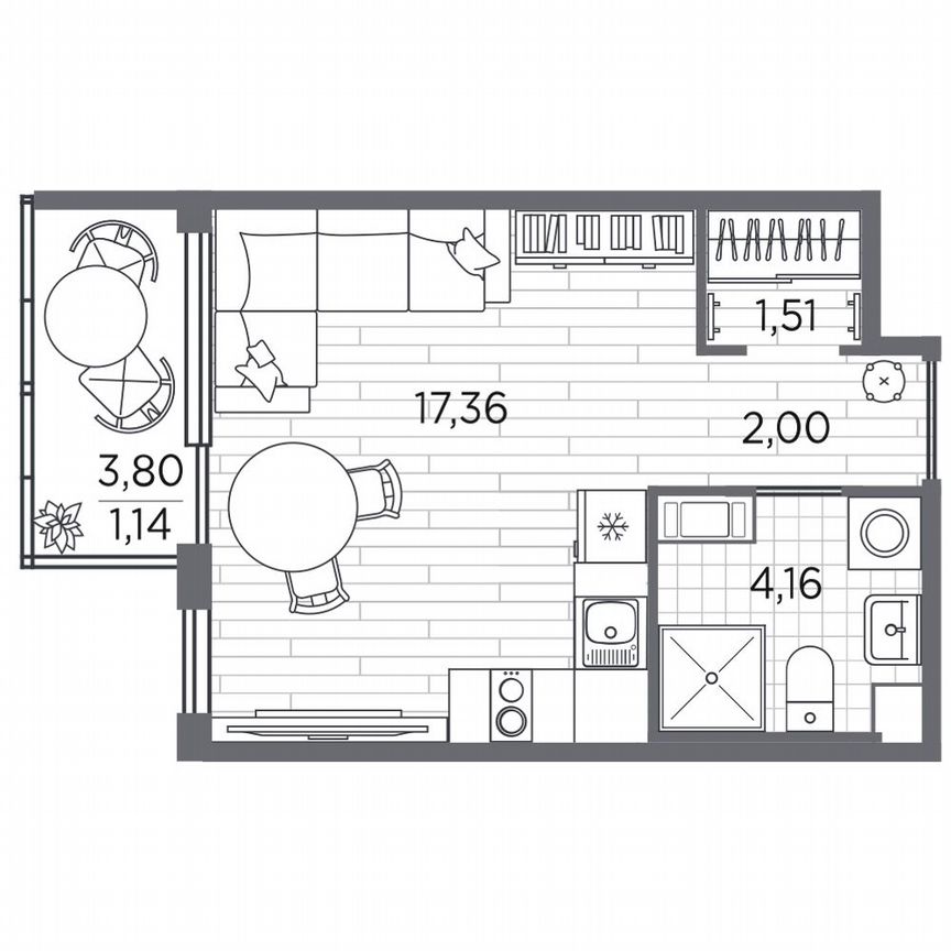 Квартира-студия, 26,2 м², 5/5 эт.