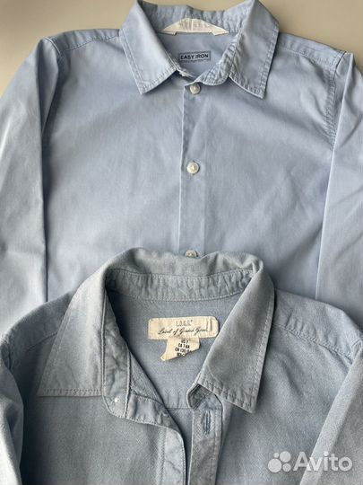 Рубашки голубые hm 122-128