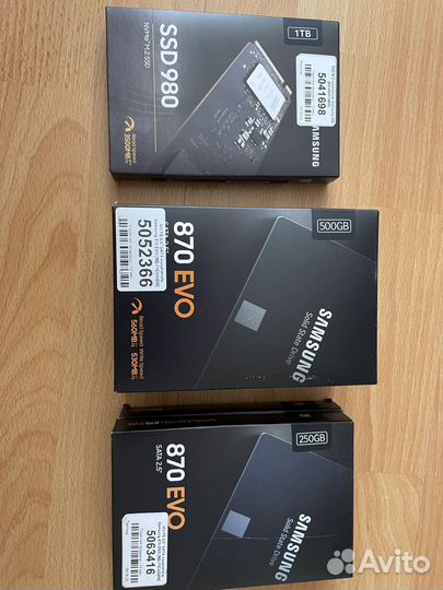 Новые SSD Samsung (250,500,1000) (sata,m2)