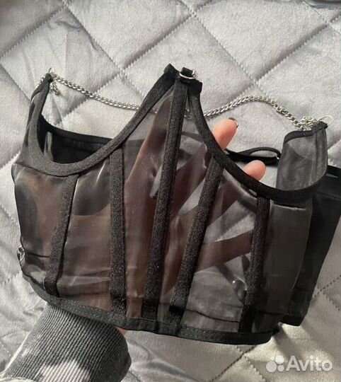 Корсет черный на завязках