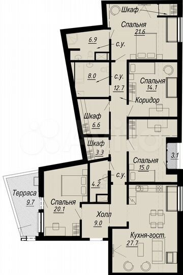 4-к. квартира, 160,3 м², 8/8 эт.