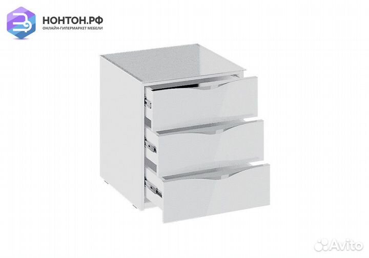 Тумба прикроватная Глосс с 3 ящиками белый глянец