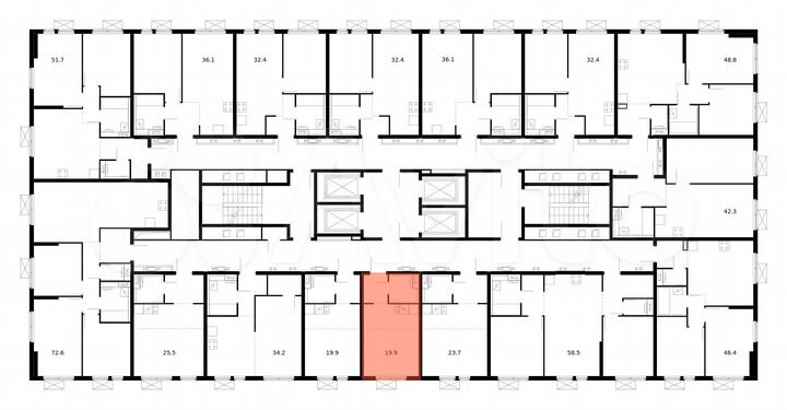 Квартира-студия, 19,9 м², 19/33 эт.
