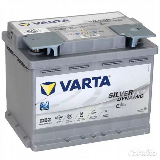 Акб 60Ач Varta AGM D52 для Chery Tiggo Pro и др