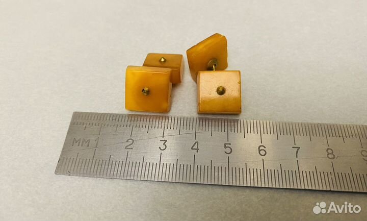 Винтажные запонки натуральный янтарь винтаж СССР