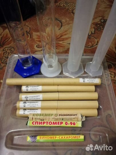 Ареометр для спирта, цилиндры для замера, попугай