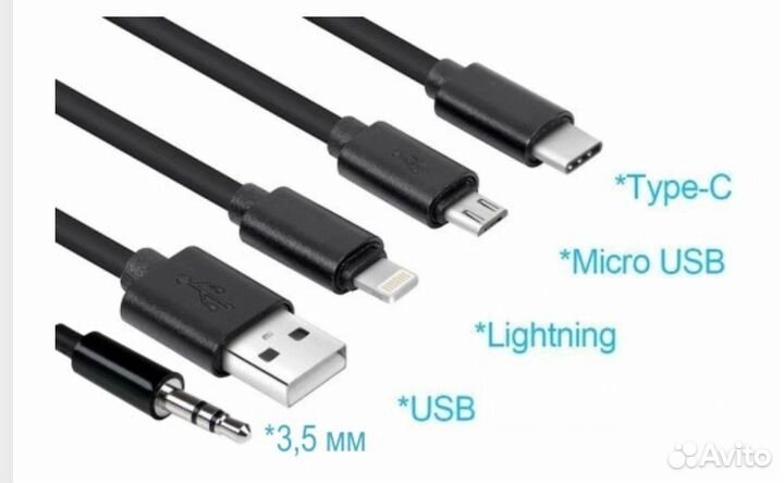 Зарядка телефона 2 выхода разъем Type-C