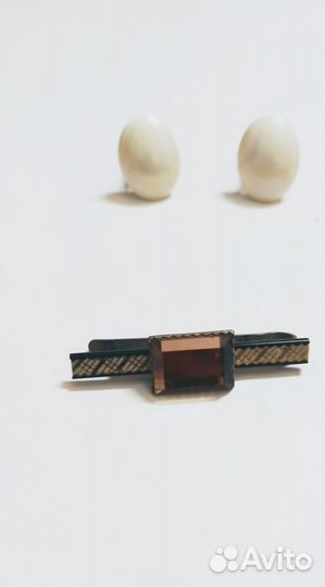 Запонки и заколки д/галстука винтажные, серьги