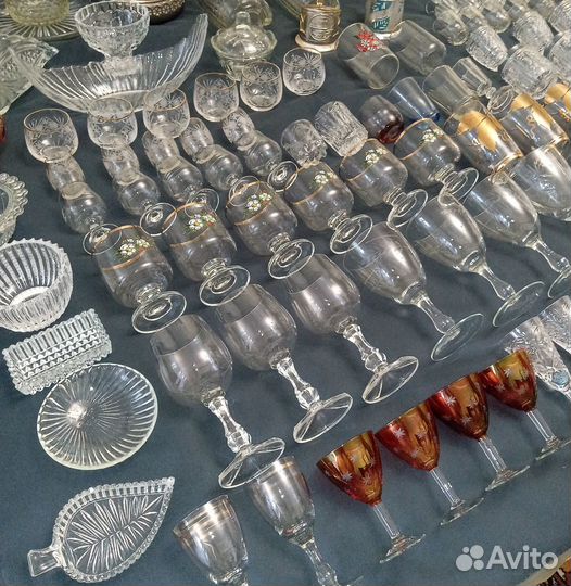 Рюмки Стопки Фужеры Хрусталь Стекло Резьба СССР