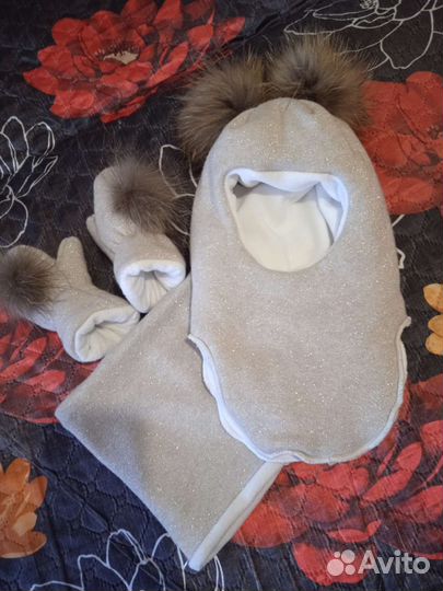 Шапка,снуд и варежки для девочки