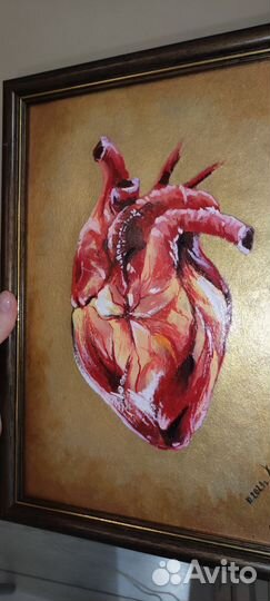 Подарок Сердце в золоте(масло, золото-акрил)