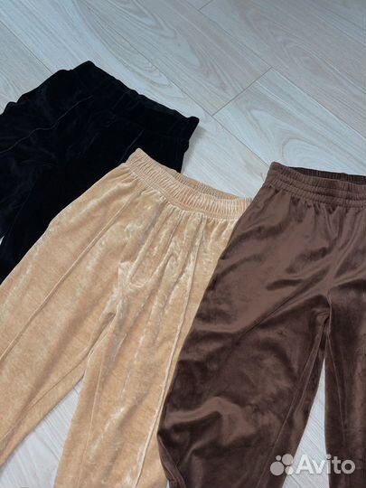 Велюровые штаны брюки yk2 черные бежевые
