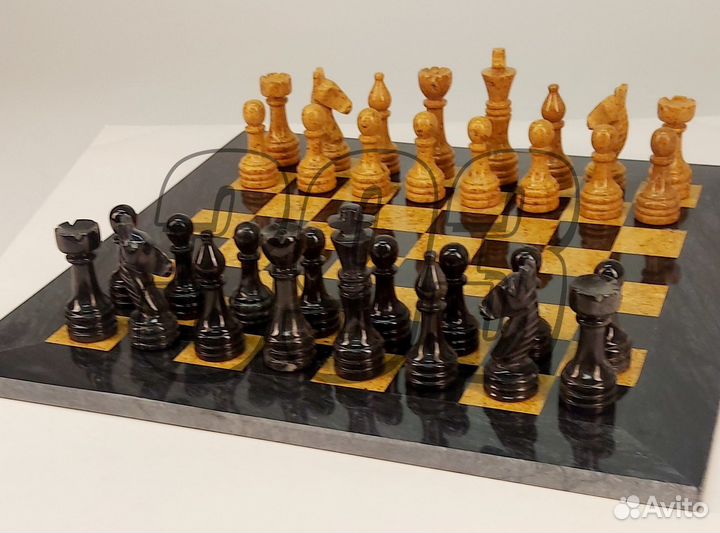 Шахматы Домани (чёрная яшма и ракушечник, (53777)