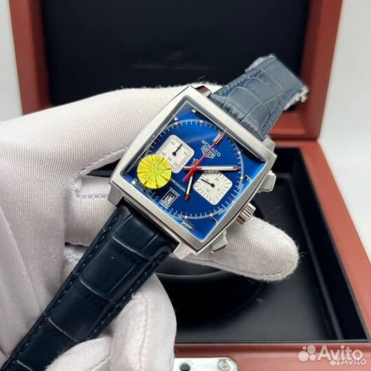 Крутые мужские часы Tag Heuer Monaco синие