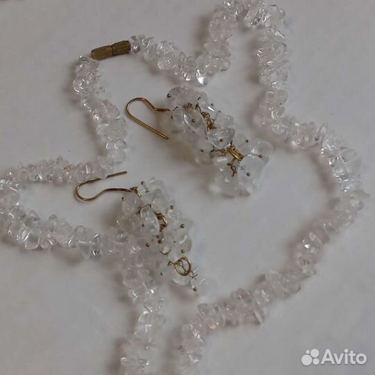 Бусы серьги горный хрусталь