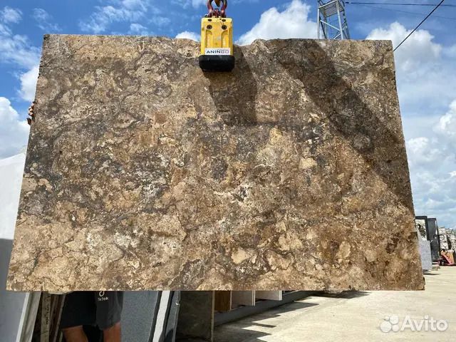 Травертин zebra brown C/P, Слэб 30 мм