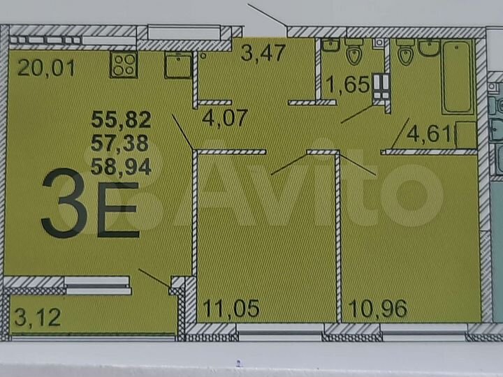 2-к. квартира, 57,2 м², 21/22 эт.