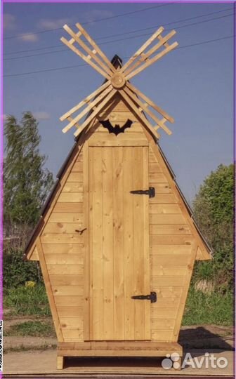 Дачный туалет деревянный прямоугольник ASH