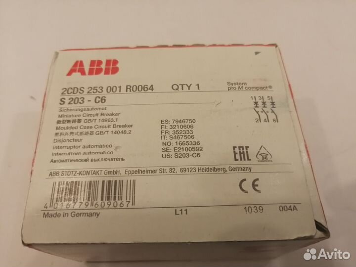 ABB S203-C6 2CDS253001R0065