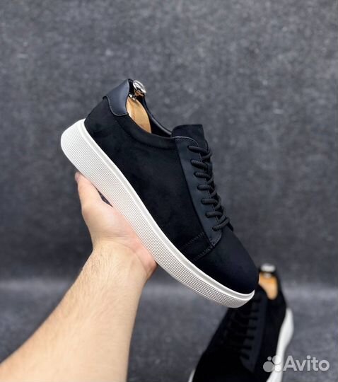 Мужские кеды черные весенние замшевые 40-45