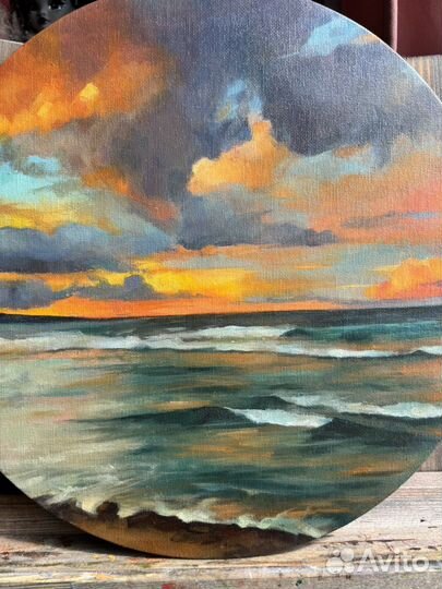 Морской пейзаж. Картина маслом, 30 см