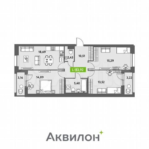 4-к. квартира, 83,9 м², 2/12 эт.