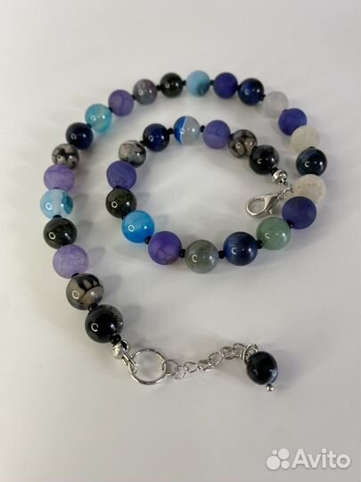 Разноцветные бусы из камней агат 44 см