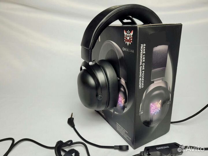 Топовые игровые наушники, с RGB подсветкой