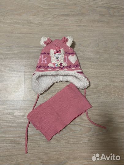 Комплект шапка, шарф для девочки новая