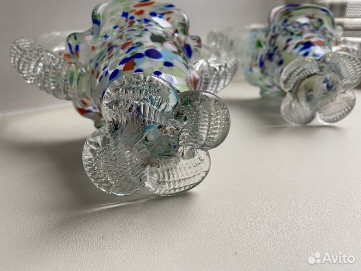 Вазы-корзинки СССР, цветное стекло