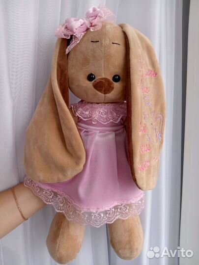 Именная Зайка 46см в платье