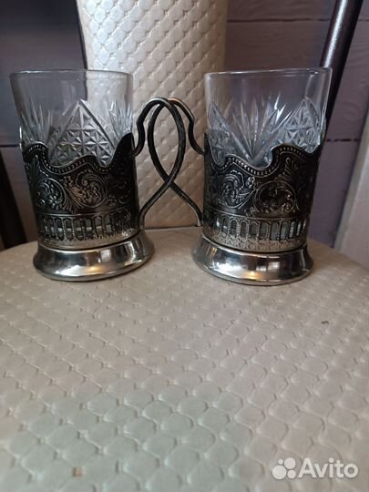 Подстаканники со стаканами СССР