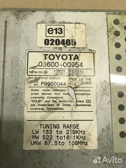 Магнитола штатная Toyota RAV4 2.0i 2001г