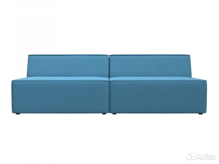 Диван прямой модульный Монс, рогожка, амур голубой