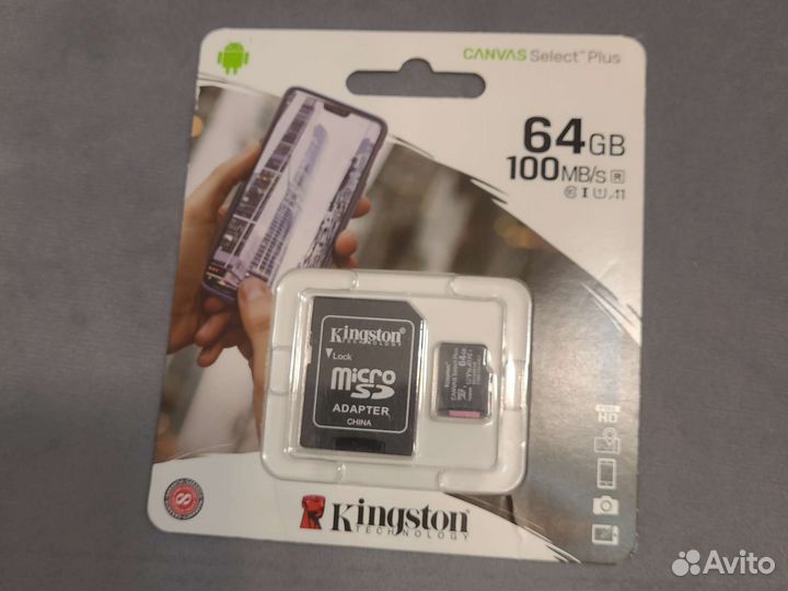 Карта памяти MicroSD Kingston Canvas Select + 64gb