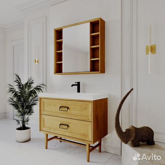 Тумба с раковиной для ванной 100см mid century