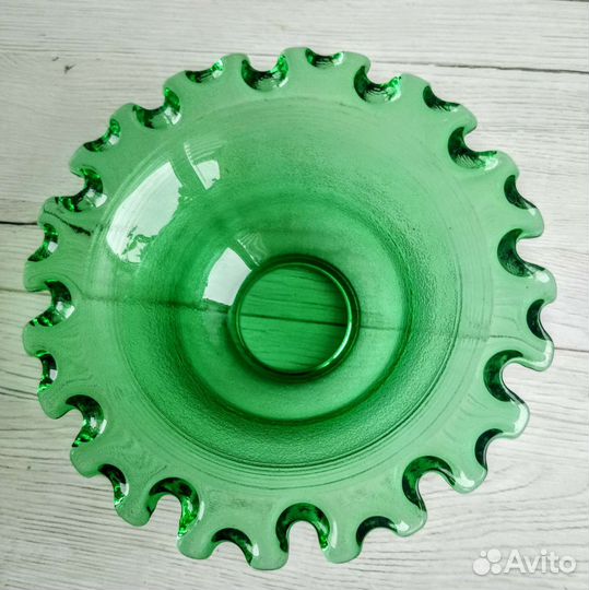 Салатник. Конфетница. Ваза. Зелёное стекло. СССР