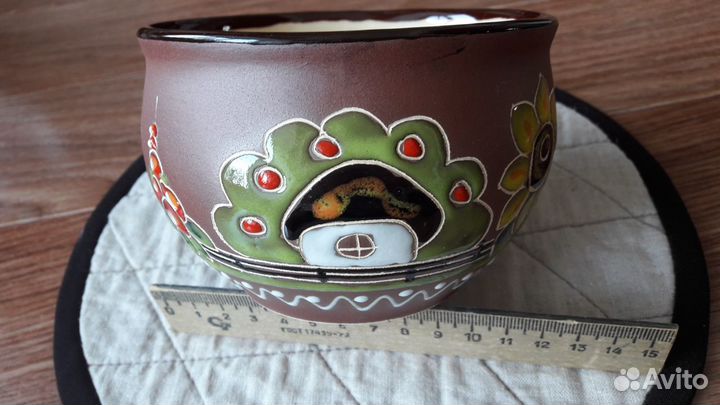 Кружка глиняная с росписью