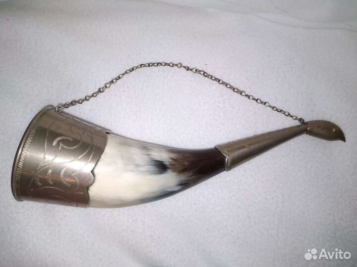 Красивый сувенирный рог Винтаж СССР