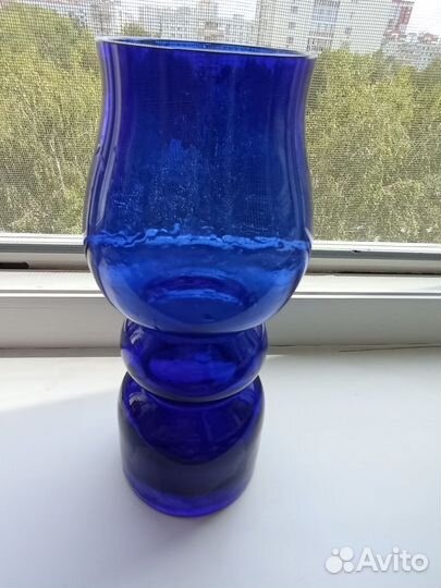 Ваза синее стекло СССР