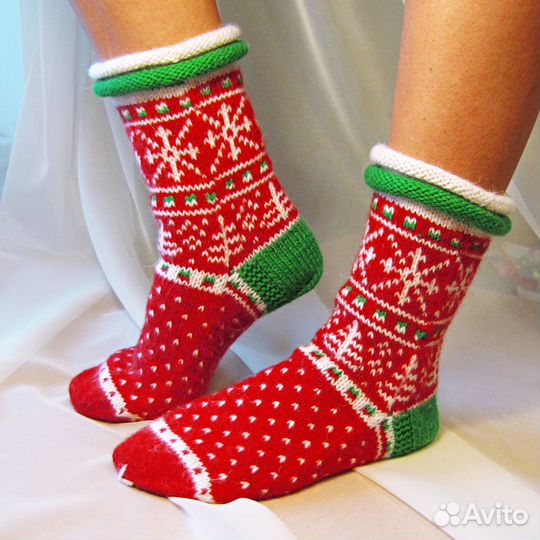 Шерстяные вязаные носки 