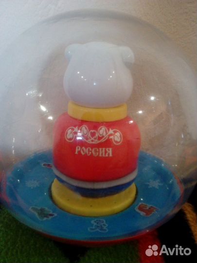 Игрушки деревянные, шар с медвежонком,юла