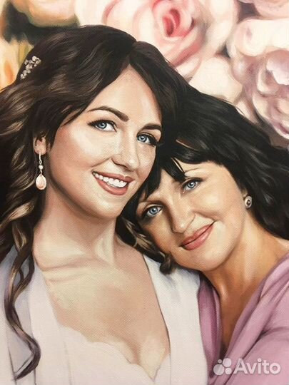 Портреты по фото красками на холсте