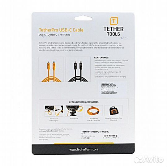 Кабель Tether Tools TetherPro USB-C to USB-C 3m Orange (CUC10-ORG)