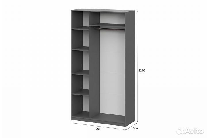 Шкаф 3-х створчатый графит 120 см